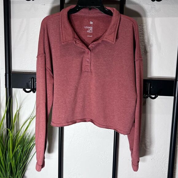 SO fleece cropped, lounge life polo, size large - Picture 2 of 13